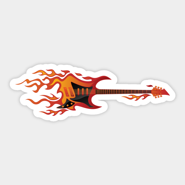 Electric Guitar Fire Illustration Sticker by hobrath